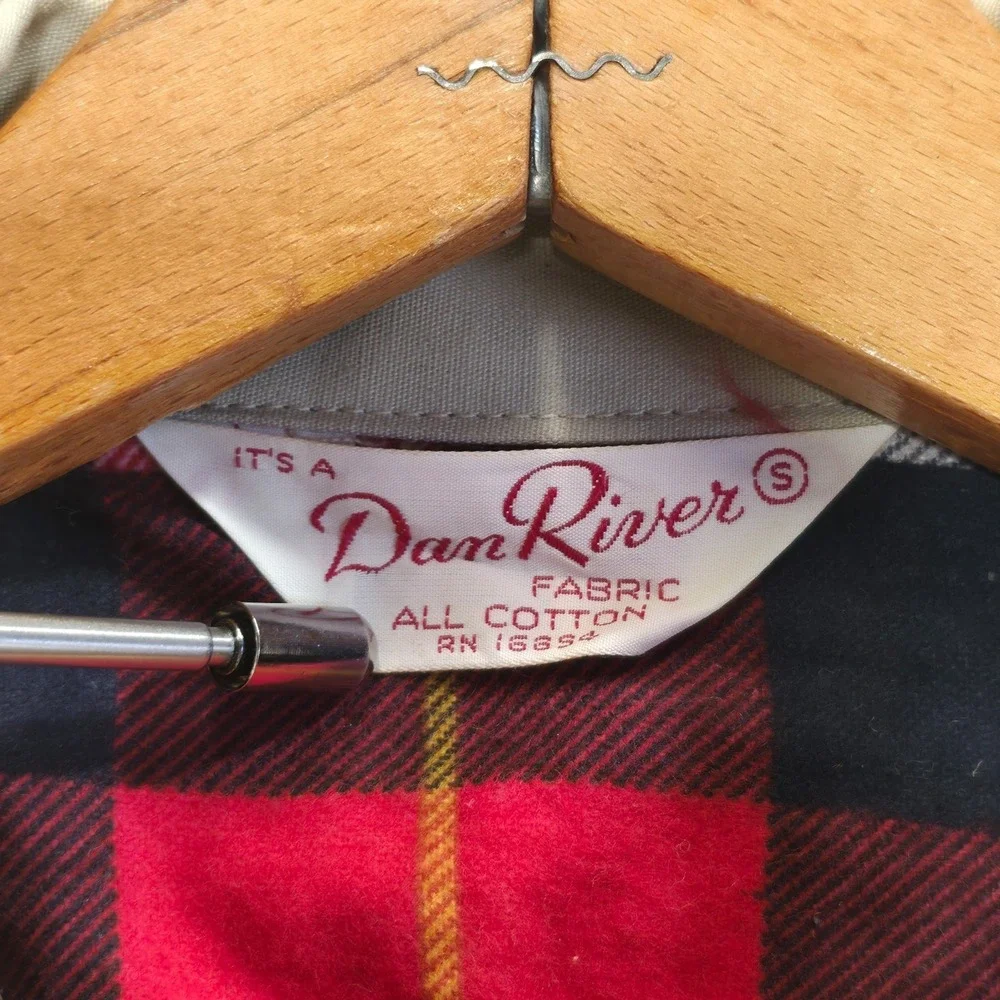 Vintage Dan River‎ Men's Flannel Lined Beige Jacket Size Small